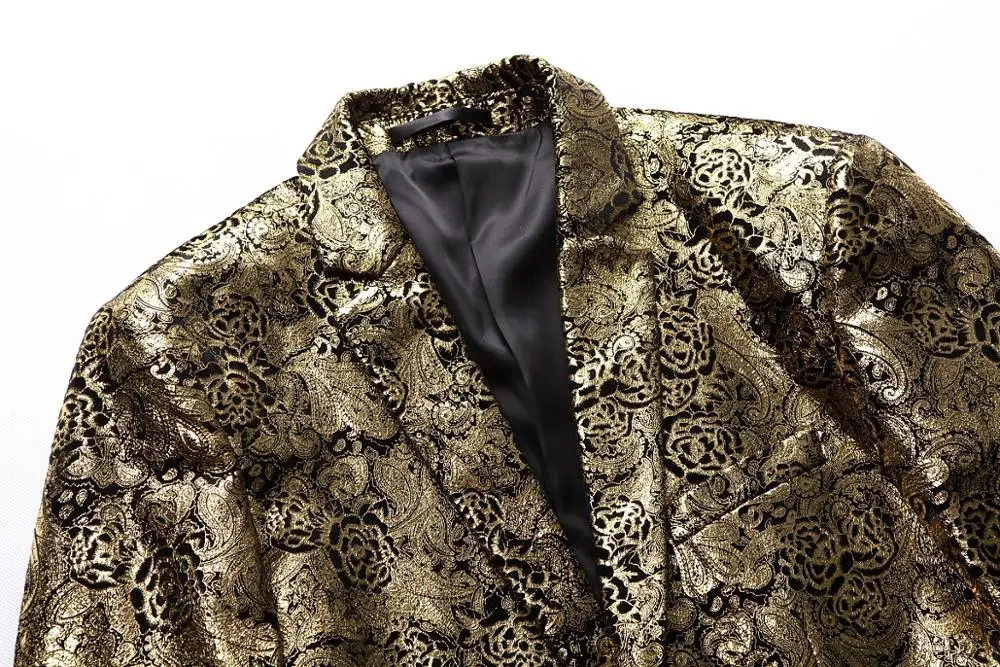 2019 New High Quality Gold Printing Men'S Suit Jacket High Quality Business Casual Fashion Trend Wild Men'S Single West M-5XL