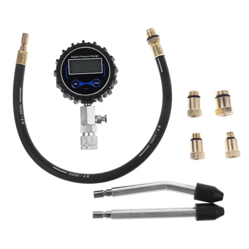 

Digital Gas Engine Cylinder Compression Tester Tool Kit Car Motorcycle Pressure Gauge with Adapter C90A