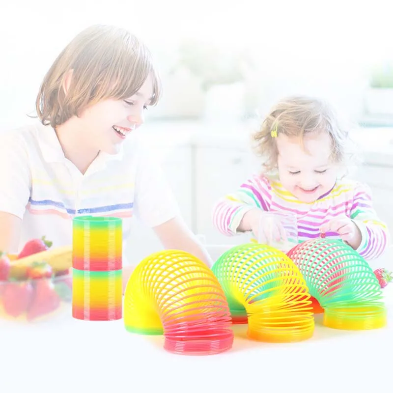 

2019 Newest Popular Rainbow Plastic Spring Ring Rainbow Circle Climb Stairs Interest Trainin Intellectual Development Baby Toys