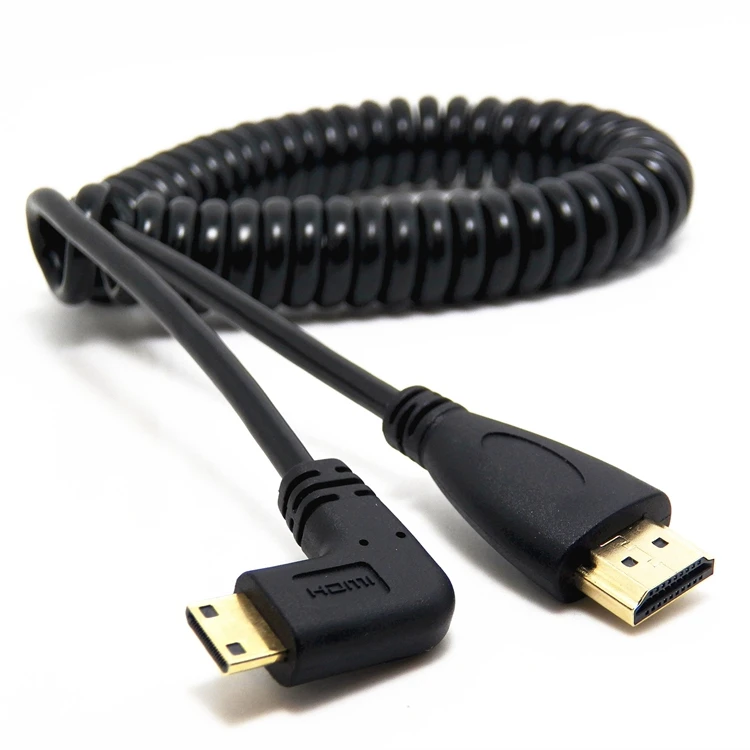 HDMI под прямым углом Mini HDMI пружинный изогнутый гибкий кабель V1.4 DSLR 0,5 M/2 M