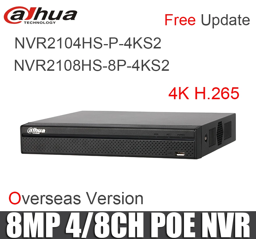 Dahua 4ch 8ch NVR NVR2104HS-P-4KS2 NVR2108HS-8P-4KS2 1U 1 HDD 4 poe порта 8 poe портов Lite 4K H.265 сетевой видеорегистратор