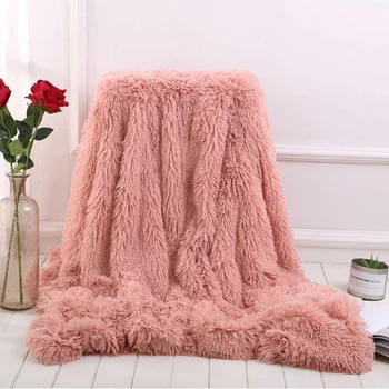 

Large Sofa Bed Blanket Cover for Kids Baby Bath Towel Soft Warm Fur Shaggy Fluffy Throw Plush Blanket Home Winter Warmer Blanket