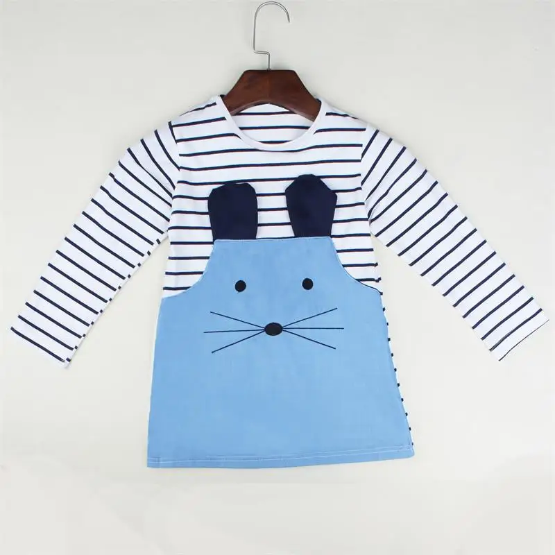 

Mouse Girls Dress Children Jean Denim Dresses Autumn Long Sleeve Girl Jumpers Blouse Kids Clothes Outfits