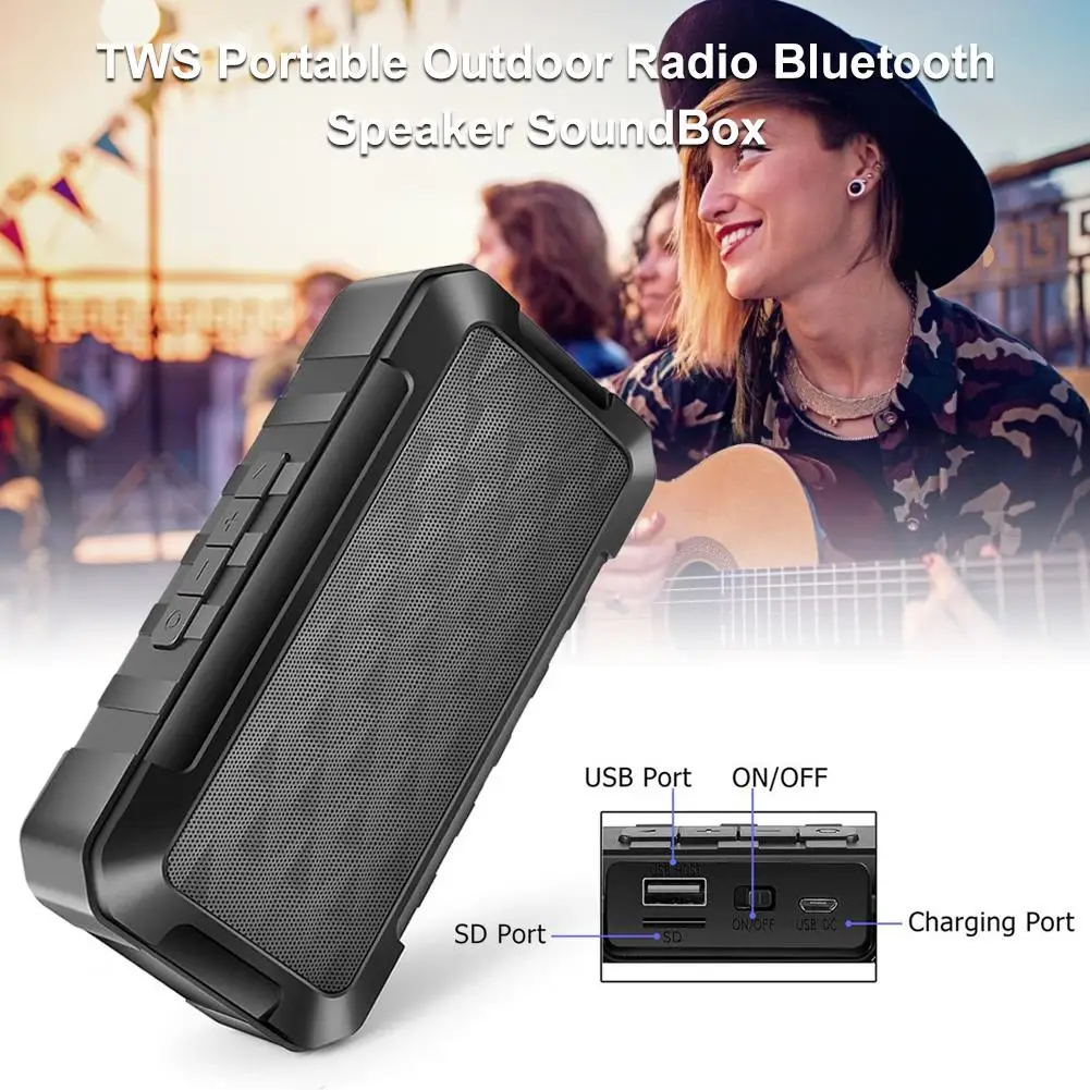 

Hight Quality TWS Portable Outdoor Radio Bluetooth Speaker SoundBox