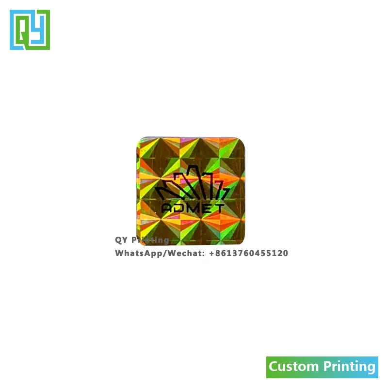 10000pcs 16x16mm 무료 배송 사용자 정의 인쇄 골드 레이저 호 일 물개 3D 황금 인쇄 보안 포장 브랜드 이름 로고 레이블