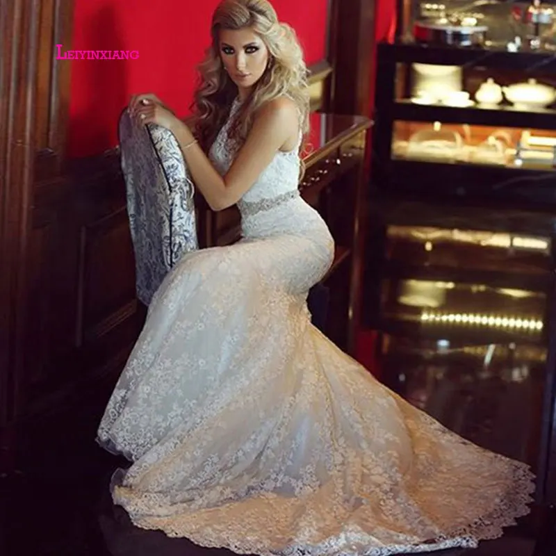 

LEIYINXIANG vintage 2019 Mermaid Wedding Dress with Lace Applique Court Train long robe de mariee vestido de novia sirena Custom