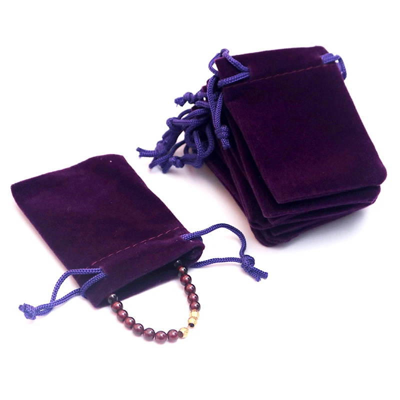 50pcs 15x20cm (5.9"x 7.87") Purple Color Velvet Gift bags Large
