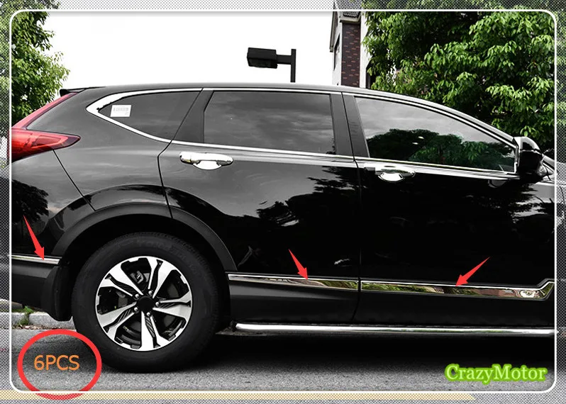 

For Honda CR-V 2017 2018 2019 ABS Chrome Exterior Car side door body molding strip streamer Cover Trims Auto accessories