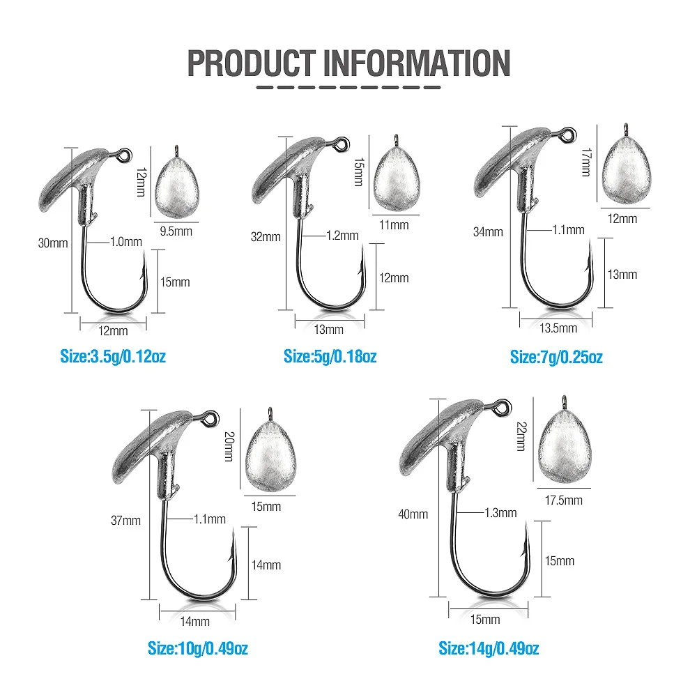 DONQL 5 шт./кор. стакан Lead Jig Head набор рыболовных крючков с бородкой и рыболовный крючок 3,5g 5g 7g 10g 14g для Мягкая приманка для карпа на рыбалку рыболовных крючков