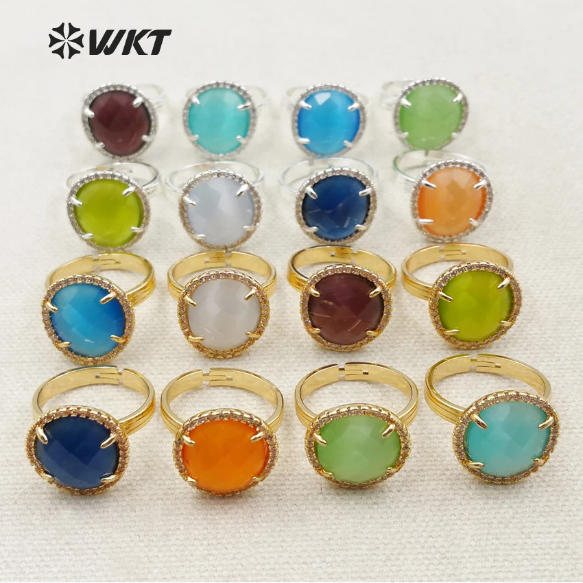 

NR004 Wholesale fashion jewelry cubic zirconia rings,Multi-color cat eye stone ring jewelry for women adjustable size