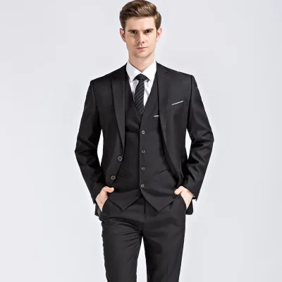 Men's Classic Business 3 Piece Suit - Slim Fit Jacket, Vest, and Pants - Wedding Groom Suit (S-5XL) image 3