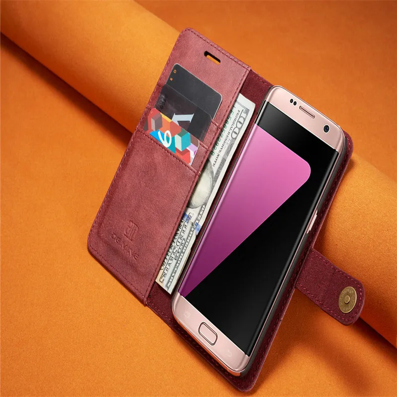 Для Samsung Galaxy S7 Edge крышка телефона чехол съемный 2 в 1 бумажник Магнит флип стент