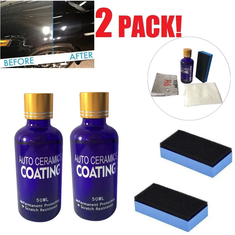 

CARPRIE 2PCS 9H Car Oxidation Liquid Ceramic Coat Polish Nano Glass Coat Anti-Scratch Auto H9 Hardness Blue 50ML je24