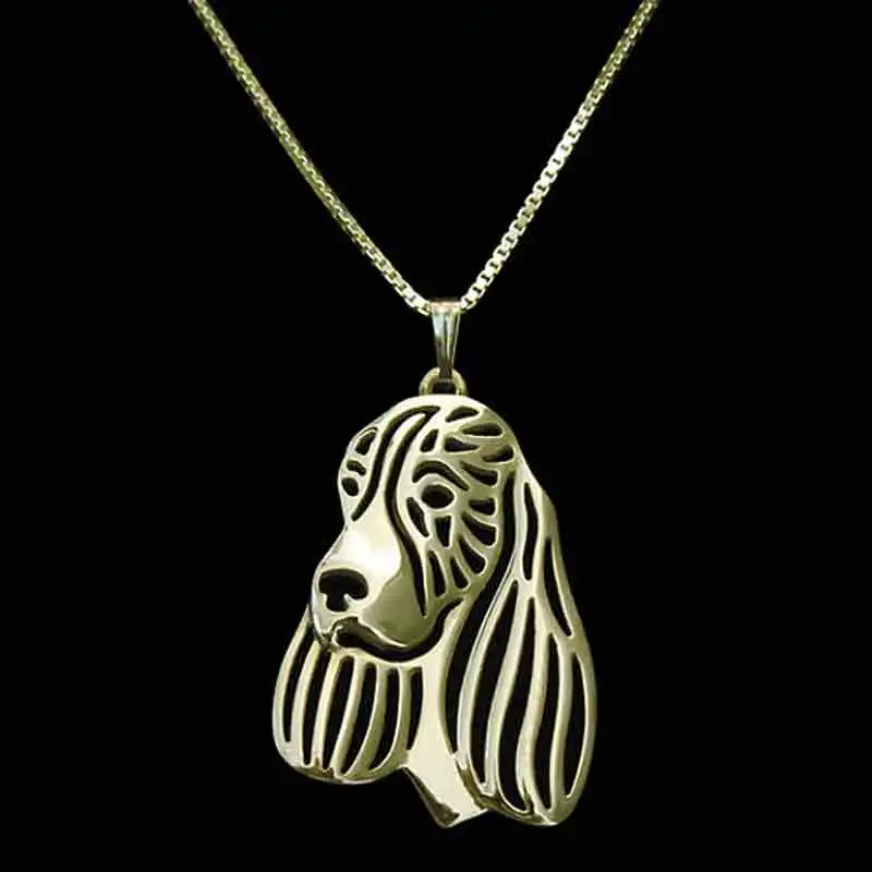 English Springer Spaniel Necklace Gold Dog Pendant Necklaces Animal
