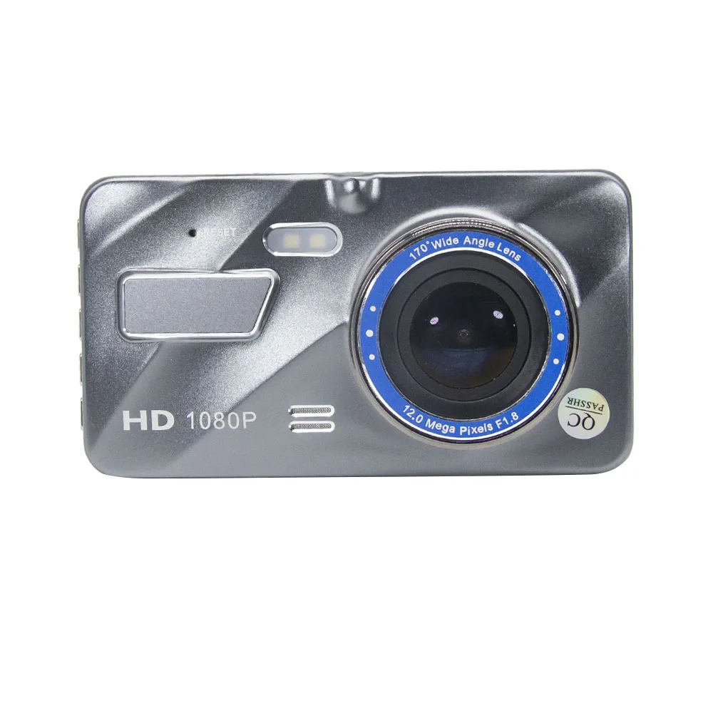 FHD 1080P видеорегистратор видеорегистраторы автомобильные 4.0 дюймов IPS 2.5D Экран регистратор автомобильный регистратор двойная линза автомобильный видеорегистратор Dashcam с камерой заднего вида - Название цвета: Серебристый