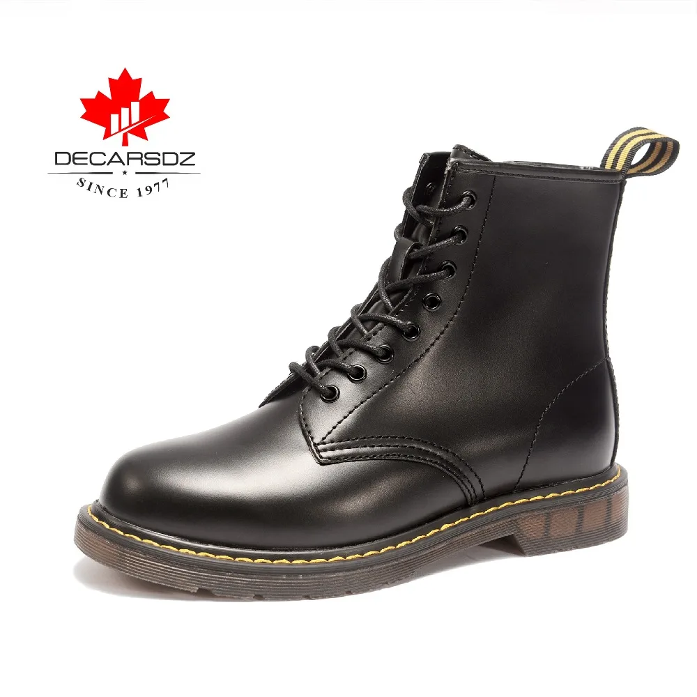 

Martin boots ,DECARSDZ ankle boots men, waterproof warm men boots with lace-up and zip for motorcycle/work/indoor/outdoor -bk