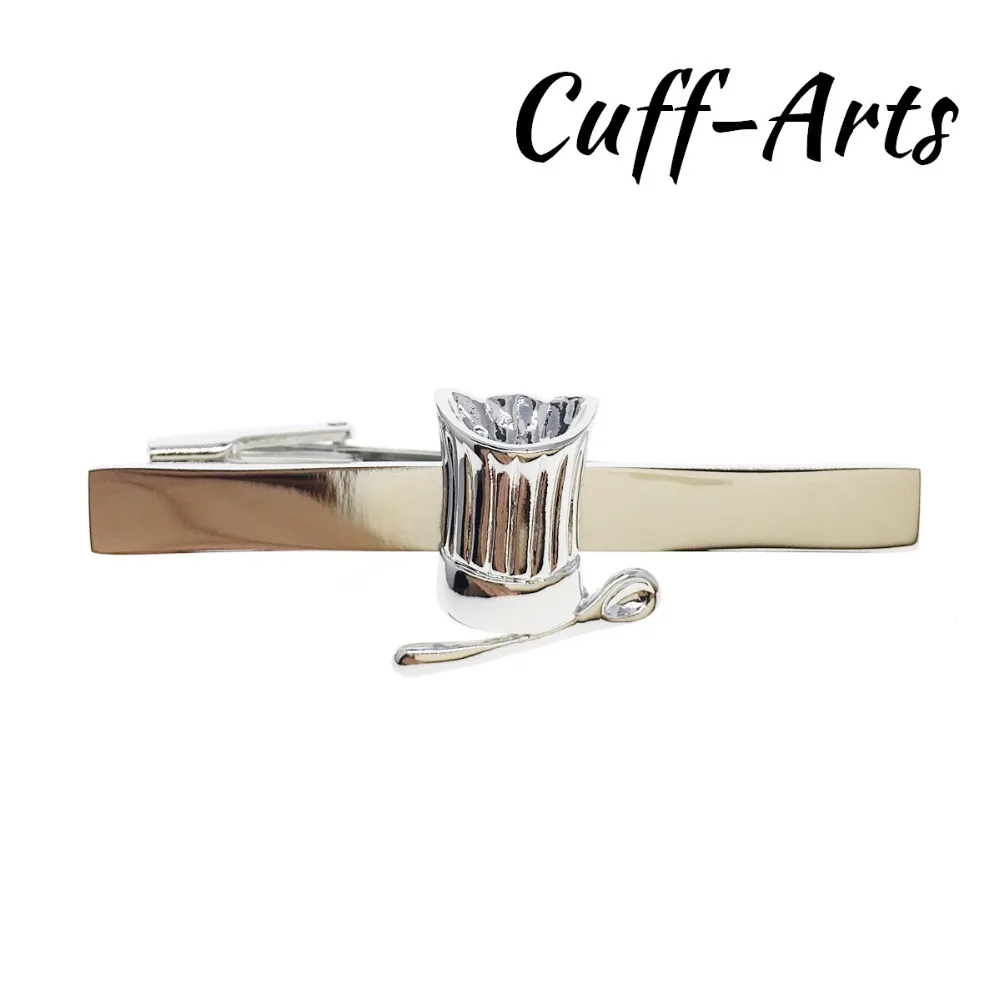 New Simple Fashion Cook Chefs Hat and Spoon Tie Clip for Men Metal Gold Tone Bar Clasp Practical Necktie T10017 | Украшения и