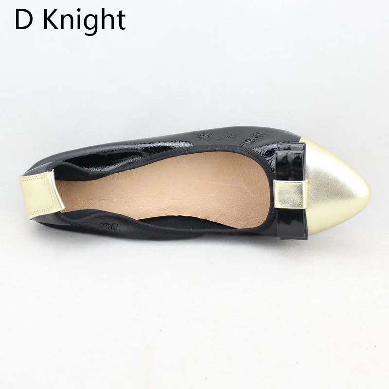 2018 Spring Autumn Shoes Woman Patent Cow Leather Flats Women Slip On Bowtie Women's Loafers Female Moccasins Shoe Large Size 43 (24)