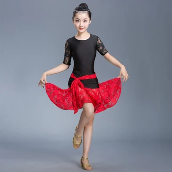 

Latin Dance Dress for Girls Ballroom Competition Lace Latin Salsa Dress Kids Girl Rumba Samba Spandex Children 2019 Tango Skirt
