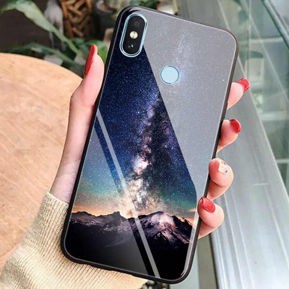 Stars Glass Case For Xiaomi Redmi Note 5 Pro 4X Coque Silicone Luxury Case For Xiaomi Mi A1 A2 Lite Redmi 6A 6 Pro 5 Plus Cover  (19)