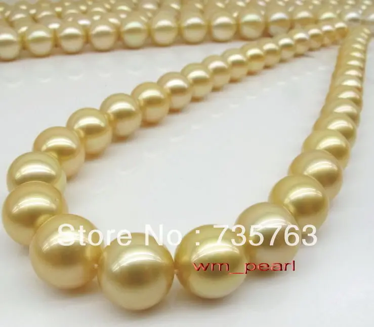 

xiuli 00274 AAAAA18"10-11mm REAL NATURAL south sea GOLDEN pearl necklace 14KGP