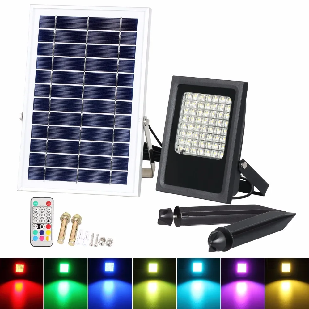 T-SUNRISE Solar schijnwerpers Kleur Veranderende Decoratieve RGB Lamp Outdoor Waterdichte IP65 Straat Tuin Security Light Remote 50 W T-SUNRISE Solar schijnwerpers Kleur Veranderende Decoratieve RGB Lamp Outdoor Waterdichte IP65 Straat Tuin Security Light Remote 50 W