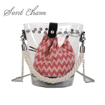 

Transparent Beach Bag Small Tote PU Waterproof Shoulder Bag Women Crossbody Bags For Women 2018 Girls Gift