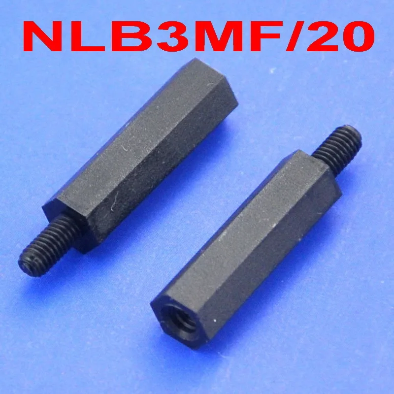 

( 50 pcs/lot ) 20mm/0.79" Black Nylon M3 Threaded Hex Male-Female Standoff Spacer.