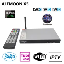 Alemoon X5 DVB-T2 DVB-S2 DVB-C-цифра спутниковый телевизионный ресивер H.265 приемное устройство + 1 год Европа Cccam линий для Испания Италия Wi-Fi передатчик