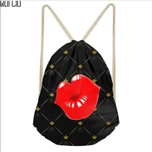 Индивидуальные изображения для девочек-подростков, сумка-кисет мультяшный принт, красные губы подарок забавные школьные сумки Одежда для девочек маленькие покупки рюкзака