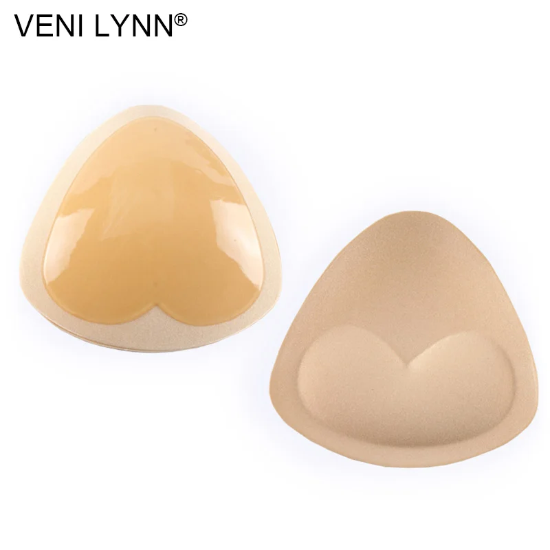 

VENI LYNN Silicone Self-adhesive Triangle Sponge Removable Bra Pads Women Push Up Inserts Enhancers for Swimwear and Bikini