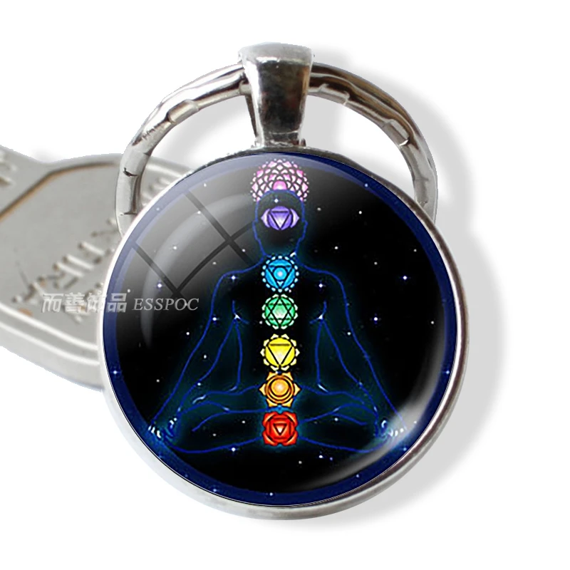 

Fashion Chakra Symbols Keychain Keyring Pendant Chakra Symbols Sign Key Ring Chakra Symbols Jewelry Magic Sign Zen Birthday Gift