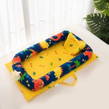 Мягкая хлопковая детская кровать, портативное детское гнездо с мультяшным принтом, детская колыбель для сна, постельное белье, детская кроватка, детская кровать для путешествий