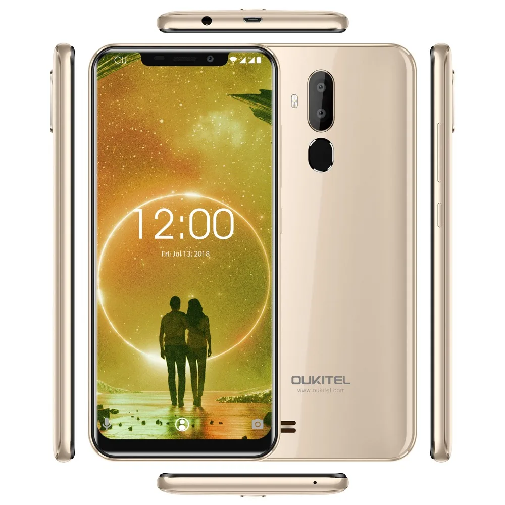 OUKITEL C12 Face ID 6,1" 19:9 смартфон с отпечатком пальца Android 8,1 мобильный телефон MTK6580 четырехъядерный 2G ram 16G rom Dual SIM разблокировка