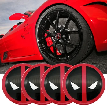

4x 56.5mm Deadpool logo Car Tyre Wheel Center Hub Cap Emblem Decal Badge Symbol Sticker creative patterns cap sticker
