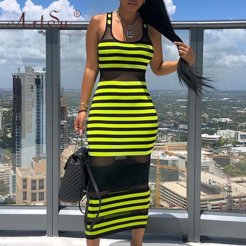 green striped maxi dress