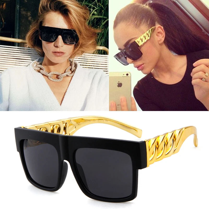 

Fashion Gold Chain Kim Kardashian Beyonce Sunglasses Women Men Vintage Celebrity Hip Hop Sun Glasses Gafas De Sol UV400 Eyewears