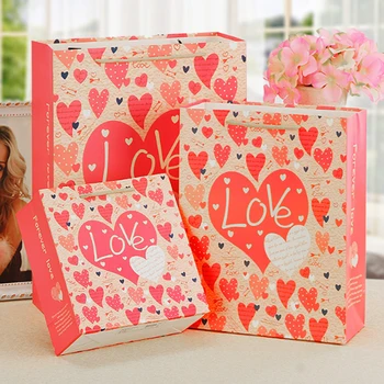 

10pcs/lot Multi Pink Love Cross Paper Gifts Bag Portable Reusable Environmental Protection Festival Bag With Handles