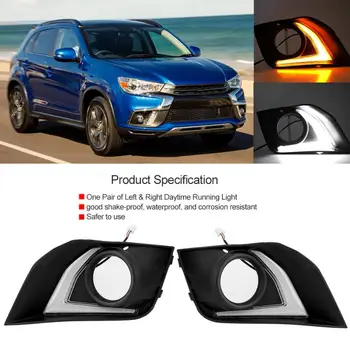 

running lights 1 Pair Car Daytime Running Light Turn Signal 2-Color LED Fog Lamp for Mitsubishi ASX 16 17 18 Car Styling