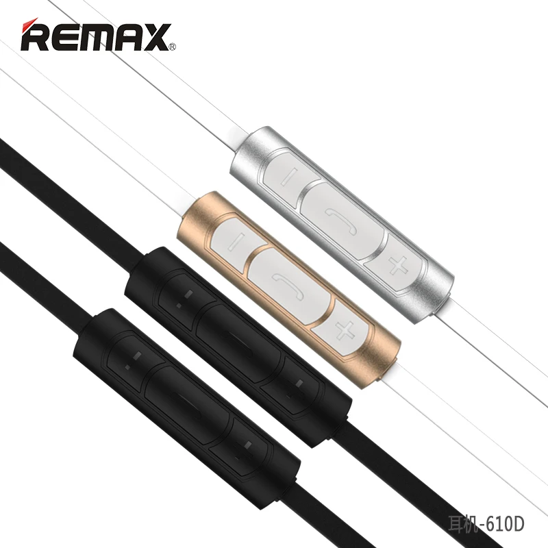 Оригинальный Remax 610d наушники из глянцевого металла спортивные с микрофоном ушной