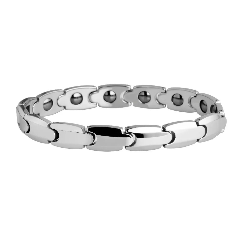 

Lady Tungsten Carbide Polish With Germanium Magnetic Link Bracelet
