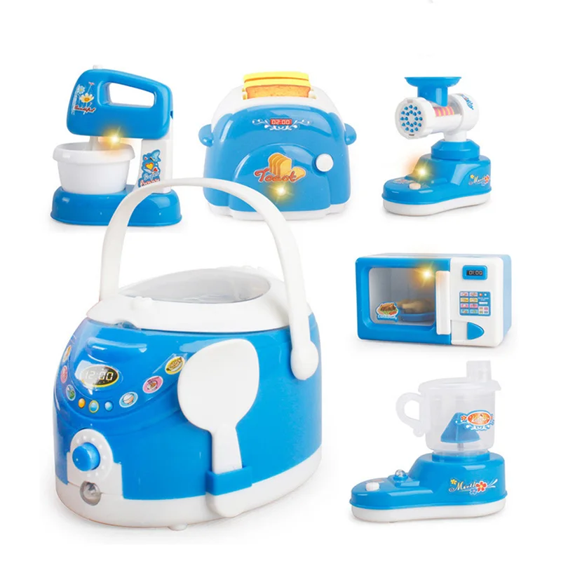 

6PCS/Set Pink Pretend Play Household Appliance Kitchen Toys Gifts Microwave Oven Juicemaker Blender Toast Rice Cooker