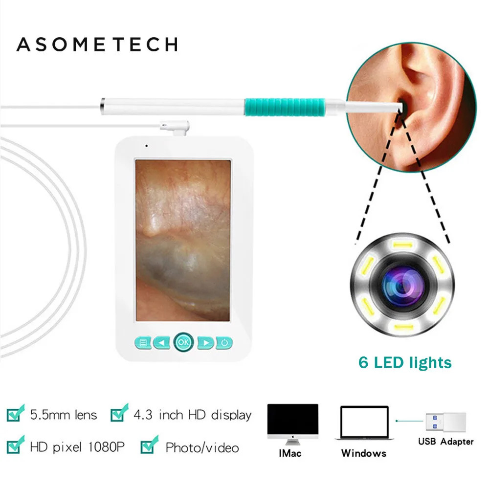 HD 1080P Ear Endoscope USB 5.5mm Visual Ear Cleaning Endoscope Camera