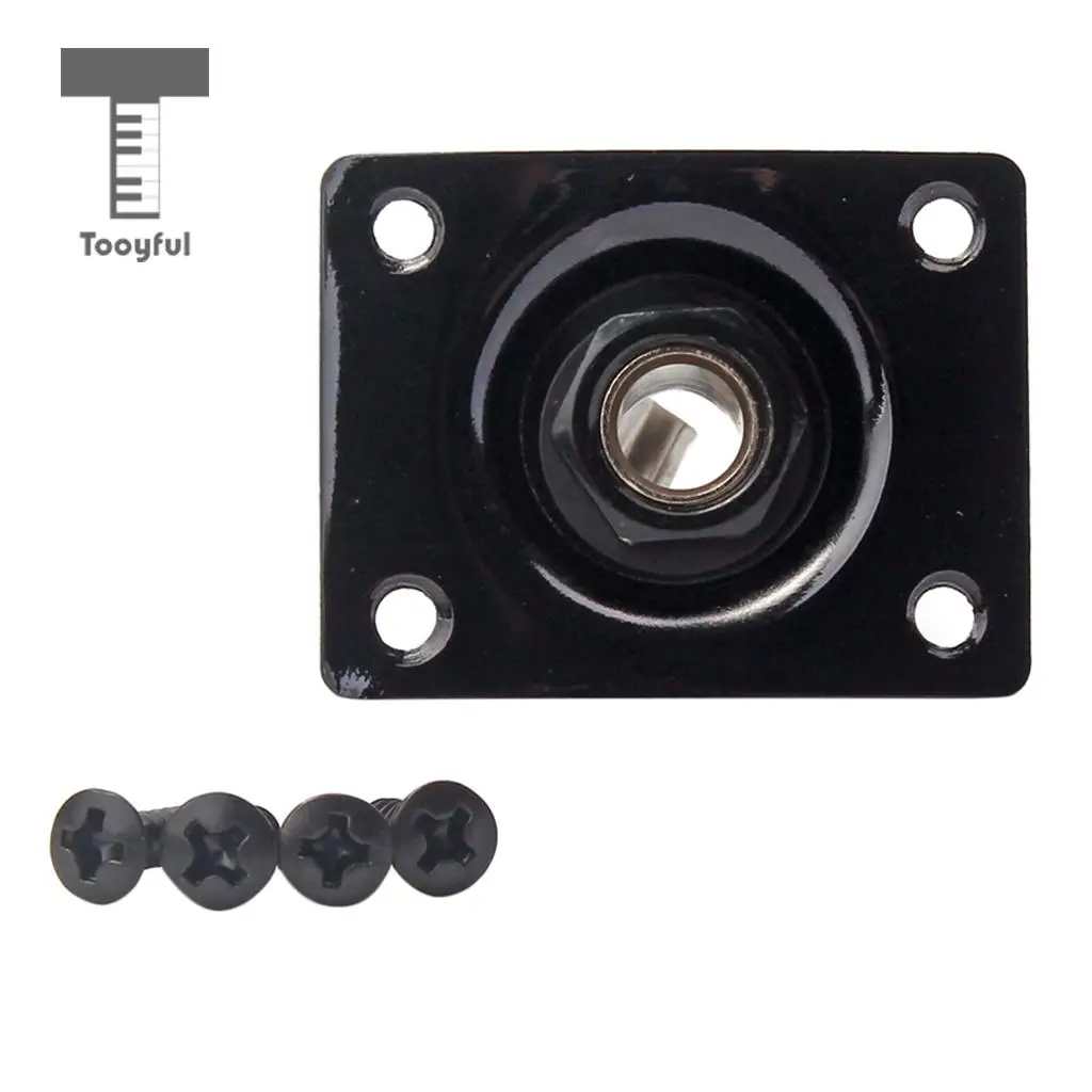 Tooyful Black Rectangle Output Guitar Jack Plate Socket 1/4'' for Electric Guitar Bass