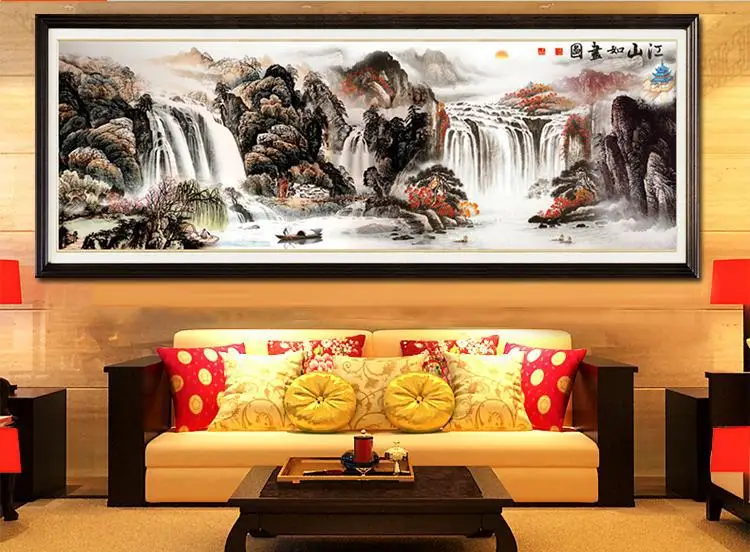 Рукоделие, DMC DIY Вышивка крестом, полный комплект с вышивкой, богатые реки горы водопад китайский живописный Вышивка крестом картина