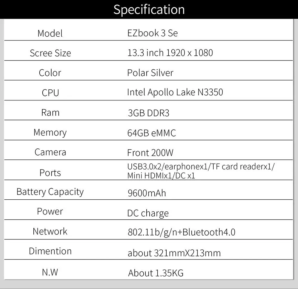NEW Original Jumper EZbook 3 SE Notebook 13.3inch Ultrabook Laptop Windows 10 Apollo Lake N3350 2.4GHz 3GB RAM 64GB ROM eMMC 3SE HTB1ALP8XAfb uJkSmFPq6ArCFXa3 - NEW Original Jumper EZbook 3 SE Notebook 13.3inch Ultrabook Laptop Windows 10 Apollo Lake N3350 2.4GHz 3GB RAM 64GB ROM eMMC 3SE