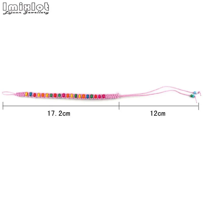 10 шт./лот, Разноцветные деревянные бусины, плетеная веревка, детские браслеты дружбы для девочек, ручная работа, очаровательный браслет, пляжные украшения