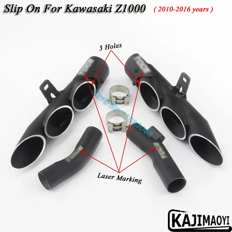 

Slip On For Kawasaki Z1000 Motorcycle Exhaust Escape Muffler Motor Laser Makring Middle Tube Link Pipe 3 Holes 2010-2016