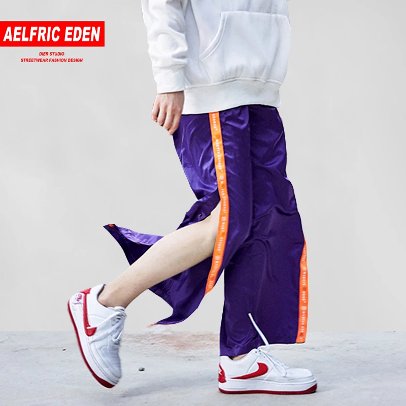

Aelfric Eden Side Letter Button Detachable Harem Joggers Male Fashion Harajuku Active Streetwear 2018 Hip Hop Track Pants OR01