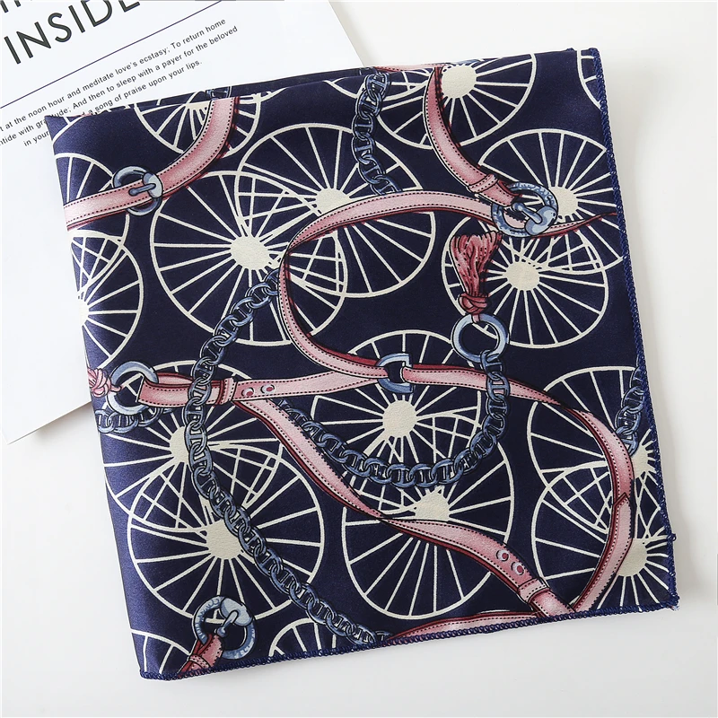 Fashion print silk scarf square small size women shawl ladies satin skinny bags tie band ribbon hair neck kerchief foulard